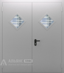 Стальная двустворчатая входная дверь для котельной с покрытием эмаль №6 внешняя - фото