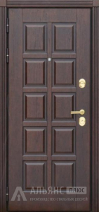 Одностворчатая входная дверь с двумя панелями темного цвета №25 внутренняя - фото